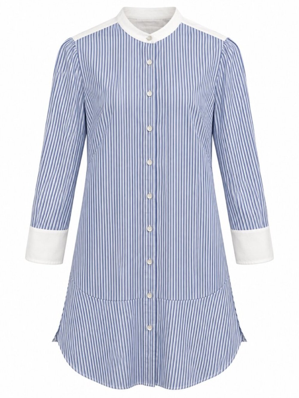 Tory Burch Blue Stripe Cotton Tunic Dress Peplum Hem — Size 6